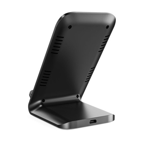 Ładowarka indukcyjna do smartfona w formie stojaka 15W - czarna Ładowarka indukcyjna do smartfona w formie stojaka 15W - czarna