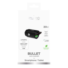 Ładowarka samochodowa USB-C USB-A PD - czarna