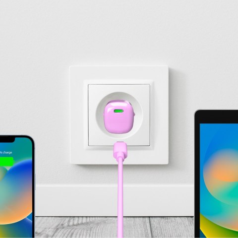 Ładowarka sieciowa USB-C GaN 20W - różowa Ładowarka sieciowa USB-C GaN 20W - różowa