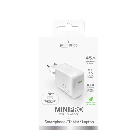 Ładowarka sieciowa USB-C PD GaN 45W - biała Ładowarka sieciowa USB-C PD GaN 45W - biała