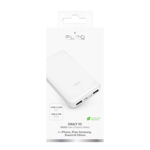Powerbank 10000mAh USB-A USB-C 12W - biały Powerbank 10000mAh USB-A USB-C 12W - biały