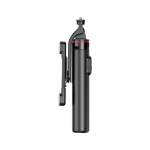 Selfie stick teleskopowy z pilotem + 2x lampka LED stojak tripod na telefon 1.3m - czarny Selfie stick teleskopowy z pilotem + 2x lampka LED stojak tripod na telefon 1.3m - czarny