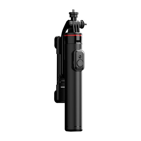 Selfie stick teleskopowy z pilotem + 2x lampka LED stojak tripod na telefon 1.3m - czarny Selfie stick teleskopowy z pilotem + 2x lampka LED stojak tripod na telefon 1.3m - czarny