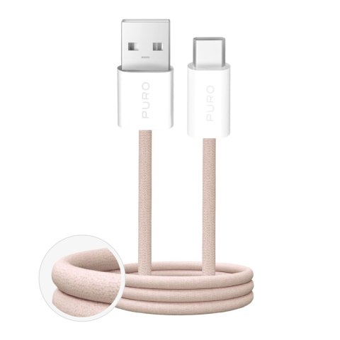 Kabel przewód USB-A - USB-C w oplocie Fabrik 10W 1.5m - beżowy Kabel przewód USB-A - USB-C w oplocie Fabrik 10W 1.5m - beżowy