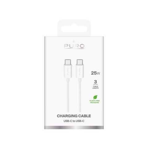 Kabel przewód USB-C TPE 25W 3m - biały Kabel przewód USB-C TPE 25W 3m - biały