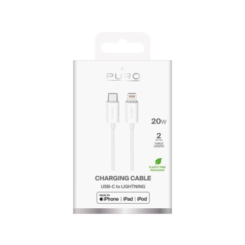 Kabel przewód USB-C - iPhone Lightning TPE 20W 2m - biały Kabel przewód USB-C - iPhone Lightning TPE 20W 2m - biały