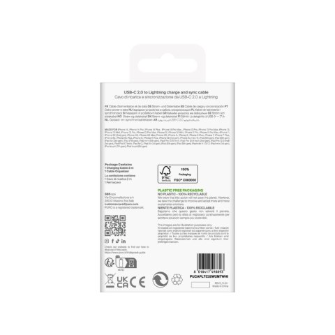 Kabel przewód USB-C - iPhone Lightning TPE 20W 2m - biały Kabel przewód USB-C - iPhone Lightning TPE 20W 2m - biały