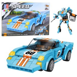 Klocki Konstrukcyjne Auto Robot 2w1 Pomarańczowo-Niebieski Napęd 336 el.
