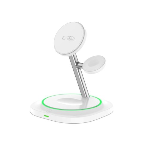 Ładowarka indukcyjna 3w1 do smartfona smartwatcha słuchawek Magnetic MagSafe - biała Ładowarka indukcyjna 3w1 do smartfona smartwatcha słuchawek Magnetic MagSafe - biała