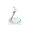 Ładowarka indukcyjna 3w1 do smartfona smartwatcha słuchawek Magnetic MagSafe - biała