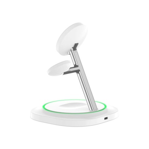 Ładowarka indukcyjna 3w1 do smartfona smartwatcha słuchawek Magnetic MagSafe - biała Ładowarka indukcyjna 3w1 do smartfona smartwatcha słuchawek Magnetic MagSafe - biała