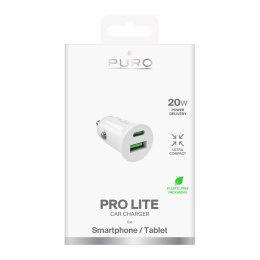 Ładowarka samochodowa USB-A USB-C Power Delivery 20W - biała
