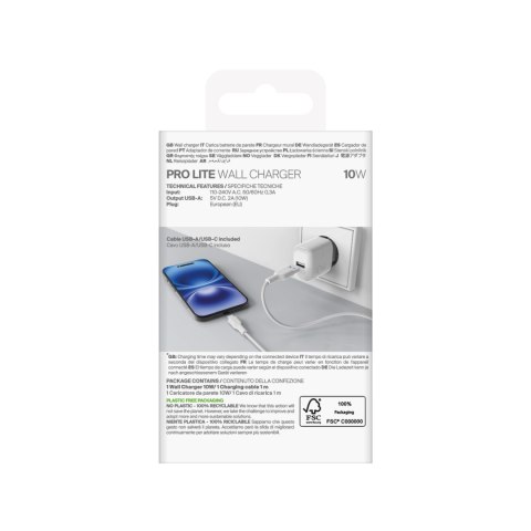 Ładowarka sieciowa USB-A PROLITE 10W z kablem USB-A - USB-C 1.2m - biała Ładowarka sieciowa USB-A PROLITE 10W z kablem USB-A - USB-C 1.2m - biała