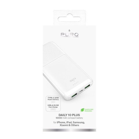 Powerbank 10000mAh USBA USB-C 22.5W - biały Powerbank 10000mAh USBA USB-C 22.5W - biały