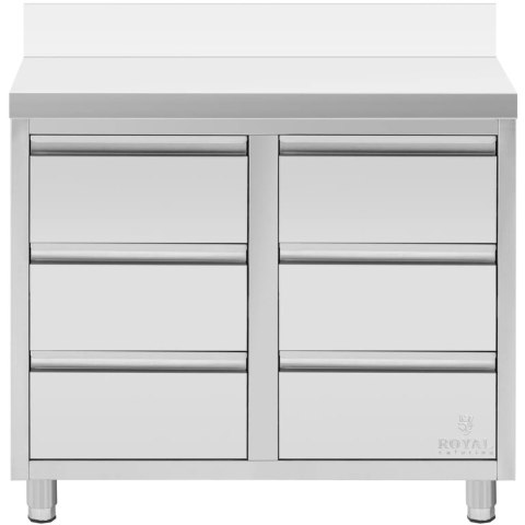 Szafka gastronomiczna przyścienna z rantem 6 szuflad STAL 100 x 60 cm Szafka gastronomiczna przyścienna z rantem 6 szuflad STAL 100 x 60 cm