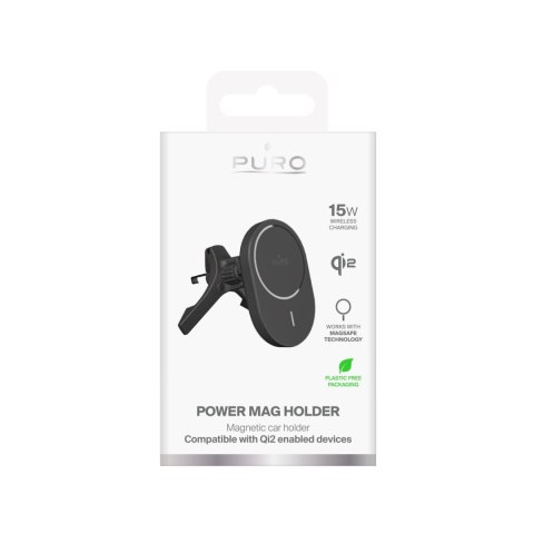 Uchwyt samochodowy do telefonu z ładowarką Qi2 MagSafe 15W - czarny Uchwyt samochodowy do telefonu z ładowarką Qi2 MagSafe 15W - czarny
