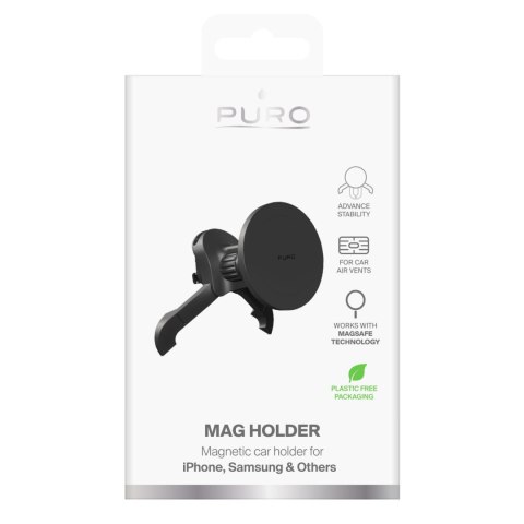 Uchwyt samochodowy magnetyczny do smartfona na kratkę regulowany MagSafe - czarny Uchwyt samochodowy magnetyczny do smartfona na kratkę regulowany MagSafe - czarny