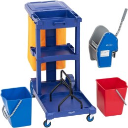 Wózek do mycia podłóg 2 wiadra wyżymaczka worek na pranie 3 półki 18 l