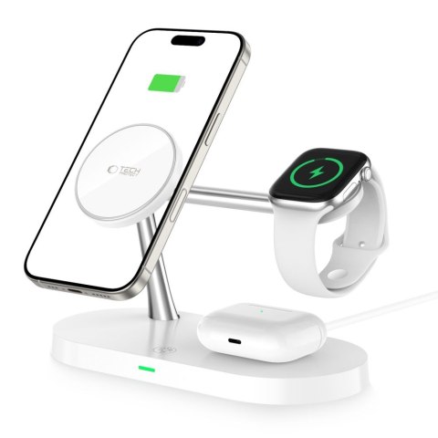 3w1Ładowarka indukcyjna na smartfon słuchawki smartwatch z MagSafe - biała 3w1Ładowarka indukcyjna na smartfon słuchawki smartwatch z MagSafe - biała