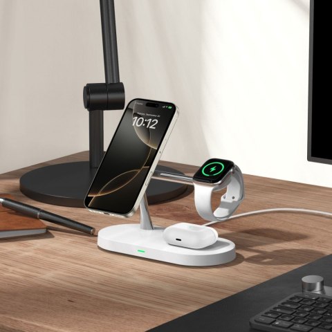 3w1Ładowarka indukcyjna na smartfon słuchawki smartwatch z MagSafe - biała 3w1Ładowarka indukcyjna na smartfon słuchawki smartwatch z MagSafe - biała