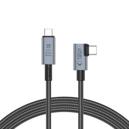 Kabel przewód kątowy i prosty USB-C 4.0 PD 240W 8K 40Gbps 1.5m - szary