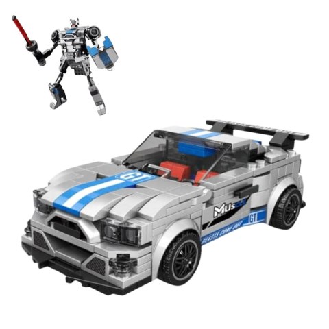 Klocki Konstrukcyjne Auto Robot 2w1 Niebiesko-Szary Napęd 350 el. Klocki Konstrukcyjne Auto Robot 2w1 Niebiesko-Szary Napęd 350 el.