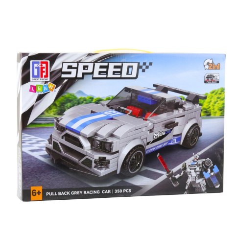 Klocki Konstrukcyjne Auto Robot 2w1 Niebiesko-Szary Napęd 350 el. Klocki Konstrukcyjne Auto Robot 2w1 Niebiesko-Szary Napęd 350 el.