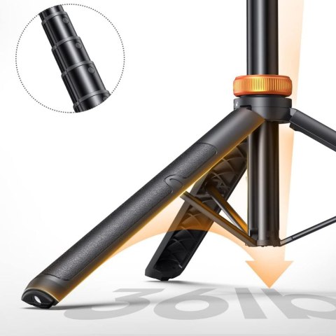 Selfie stick kijek do zdjęć Bluetooth z pilotem tripodem głowicą 148cm - czarny Selfie stick kijek do zdjęć Bluetooth z pilotem tripodem głowicą 148cm - czarny