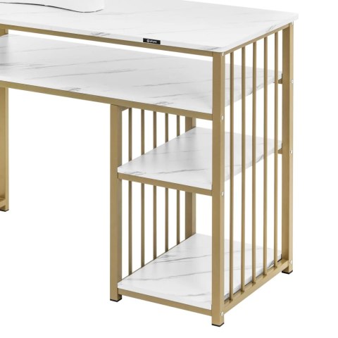 Biurko kosmetyczne do manicure z podpórką na dłonie metalowe 110 x 46 cm - marmur złoto Biurko kosmetyczne do manicure z podpórką na dłonie metalowe 110 x 46 cm - marmur złoto