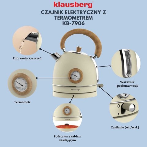 CZAJNIK ELEKTRYCZNY 1,8L Z TERMOMETREM KLAUSBERG KB-7906 RETRO CZAJNIK ELEKTRYCZNY 1,8L Z TERMOMETREM KLAUSBERG KB-7906 RETRO