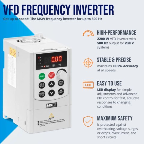 Przetwornica częstotliwości VFD falownik 500 Hz 2200 W 230 V Przetwornica częstotliwości VFD falownik 500 Hz 2200 W 230 V