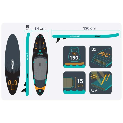 Deska SUP Aquasurf 320 x 84 x 15 cm Neo-Sport 170207 Deska SUP Aquasurf 320 x 84 x 15 cm Neo-Sport 170207