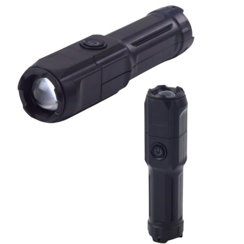 Latarka LED Regulacja Zoom 3 Tryby Świecenia Ładowanie USB Czarna Latarka LED Regulacja Zoom 3 Tryby Świecenia Ładowanie USB Czarna