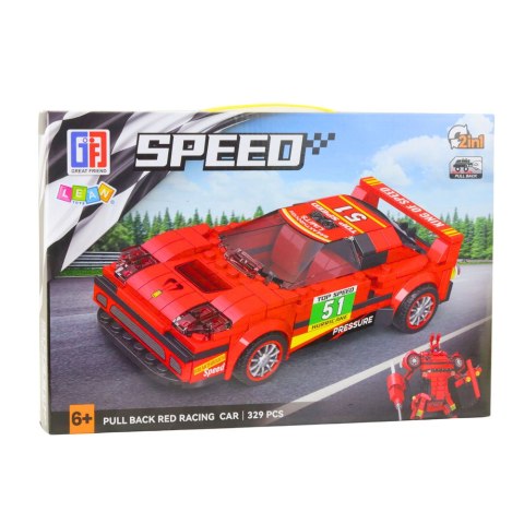 Klocki Konstrukcyjne Auto Robot 2w1 Czerwony Napęd 329 el. Klocki Konstrukcyjne Auto Robot 2w1 Czerwony Napęd 329 el.