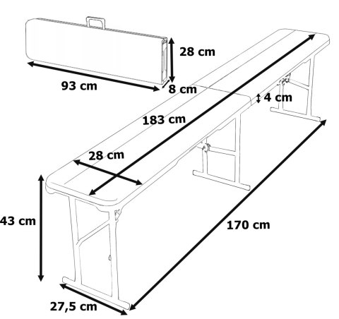 Ławka cateringowa składana WOODLAND brązowa 183 cm Ławka cateringowa składana WOODLAND brązowa 183 cm