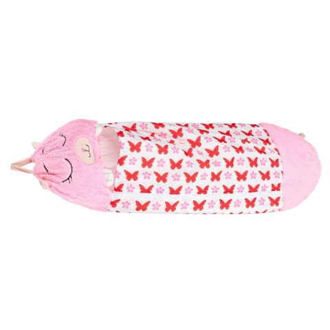 Śpiwór do spania dla dzieci turystyczny poduszka 2w1 135x50cm różowy Śpiwór do spania dla dzieci turystyczny poduszka 2w1 135x50cm różowy
