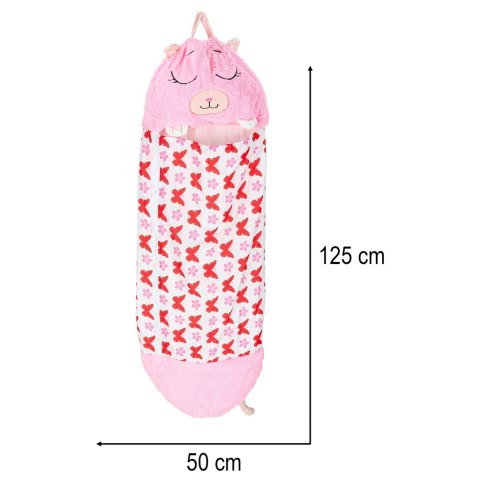 Śpiwór do spania dla dzieci turystyczny poduszka 2w1 135x50cm różowy Śpiwór do spania dla dzieci turystyczny poduszka 2w1 135x50cm różowy