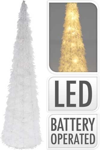 Choinka 60 cm stożek świąteczny 20 LED biały ze sztucznym śniegiem na baterie timer Choinka 60 cm stożek świąteczny 20 LED biały ze sztucznym śniegiem na baterie timer