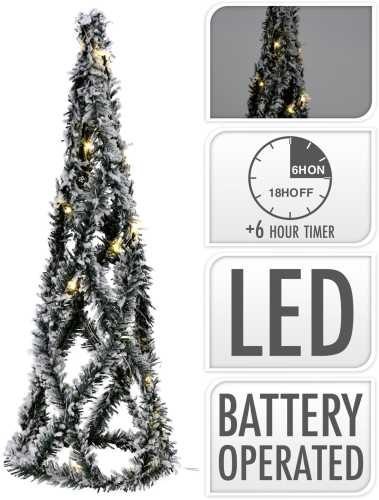 Choinka dekoracyjna 20 LED ze śniegiem piramida 40 cm zielony na baterie timer IP20 Choinka dekoracyjna 20 LED ze śniegiem piramida 40 cm zielony na baterie timer IP20