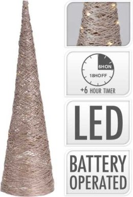 Choinka świąteczna rattanowa 30 LED w kolorze metalicznym złocie dekoracyjna 60 cm na baterie