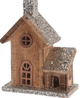 Domek dekoracyjny drewniany podświetlany ozdoba bożonarodzeniowa 16x8x2 cm