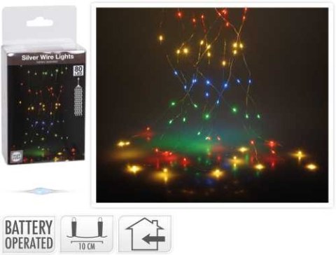 Lampki świąteczne choinkowe na druciku 80 LED kolorowe na baterie Lampki świąteczne choinkowe na druciku 80 LED kolorowe na baterie