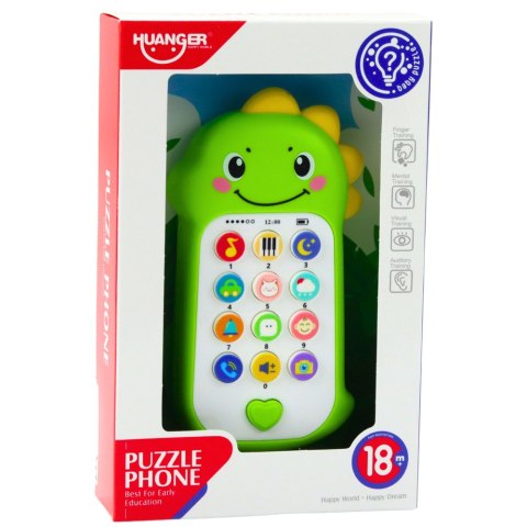 Interaktywny Telefon Edukacyjny Dla Malucha Dźwięki Melodie Dinozaur Zielony Interaktywny Telefon Edukacyjny Dla Malucha Dźwięki Melodie Dinozaur Zielony