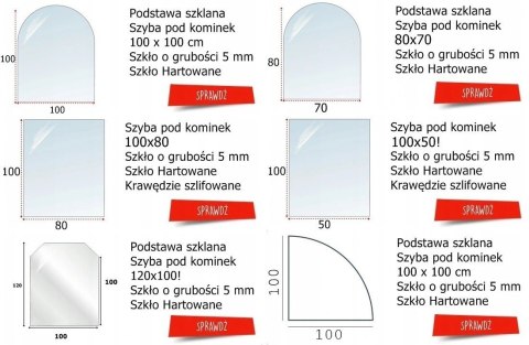 Szyba hartowana - szyba pod Piec lub Kominek 100x100 cm narożna Szyba hartowana - szyba pod Piec lub Kominek 100x100 cm narożna