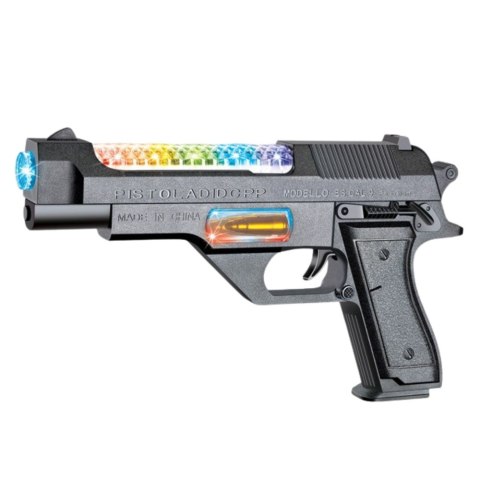 Broń Pistolet Na Baterie Kolorowe Światła Dźwięki 24cm Broń Pistolet Na Baterie Kolorowe Światła Dźwięki 24cm