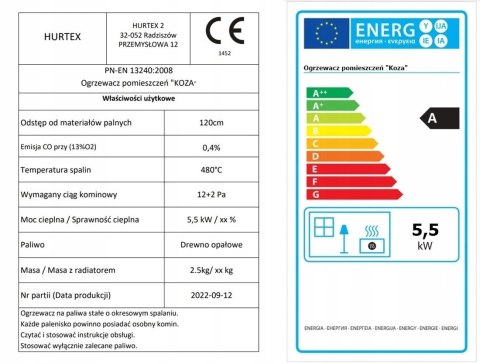 Piec Piecyk SZAMOTOWY Koza ZEUS + ZESTAW RUR ATEST POLSKA produkcja Piec Piecyk SZAMOTOWY Koza ZEUS + ZESTAW RUR ATEST POLSKA produkcja