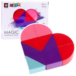 Klocki Magnetyczne Tangram Układanka Serce Naklejki 8 el.