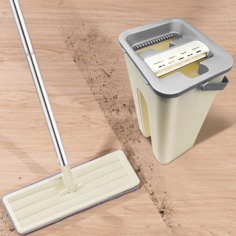 Mop płaski z wiadrem dwukomorowym wyciskaczem 2 wkłady 2x 4.5 l Mop płaski z wiadrem dwukomorowym wyciskaczem 2 wkłady 2x 4.5 l