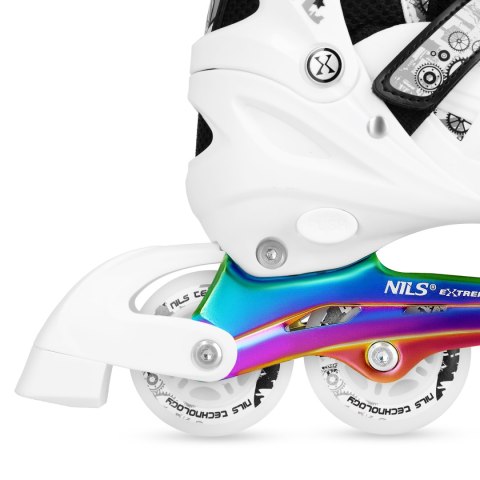 NH10905 4w1 ŁYŻWOROLKI LED BIAŁE Z WYM. PŁOZĄ HOKEJOWĄ RAINBOW ROZM. L(39-42) NILS EXTREME NH10905 4w1 ŁYŻWOROLKI LED BIAŁE Z WYM. PŁOZĄ HOKEJOWĄ RAINBOW ROZM. L(39-42) NILS EXTREME
