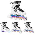 NH10905 4w1 ŁYŻWOROLKI LED BIAŁE Z WYM. PŁOZĄ HOKEJOWĄ RAINBOW ROZM. M(35-38) NILS EXTREME